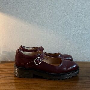 Burgundy Mary Janes with Lug Soles